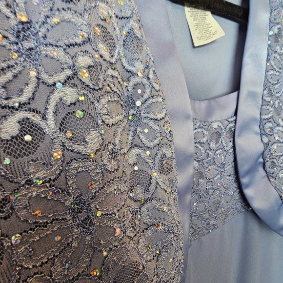 R&M Richards Periwinkle Blue Mother of the Bride Dress NWT Size 16 Sequin Lace - Picture 3 of 8